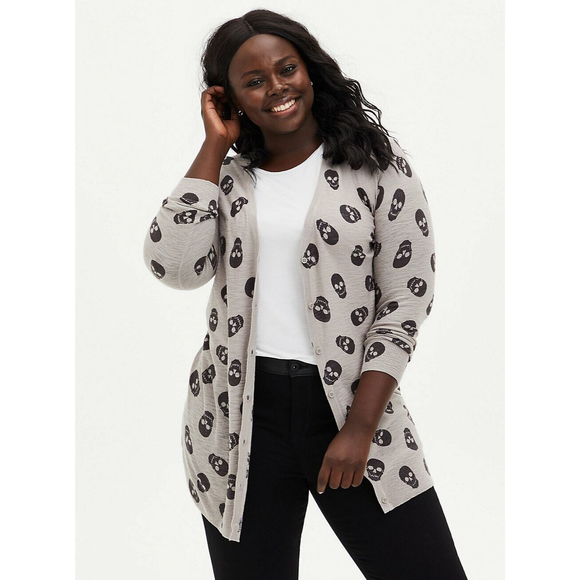 torrid Sweaters - Womens Torrid Plus Size Skull Slub Boyfriend Cardigan 2X 18-20 brand New Tags